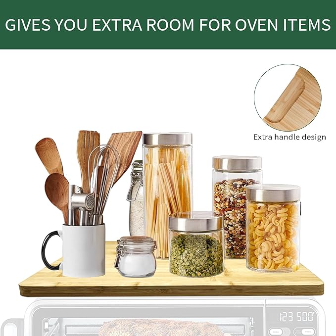 Bamboo Cutting Board for Ninja Foodi DCT401 DCT402 SP101 SP201 SP301 SP351 Smart Oven Countertop Convection Oven, 17.8" × 12", Non-Slip Design, 100% Natural Organic Bamboo