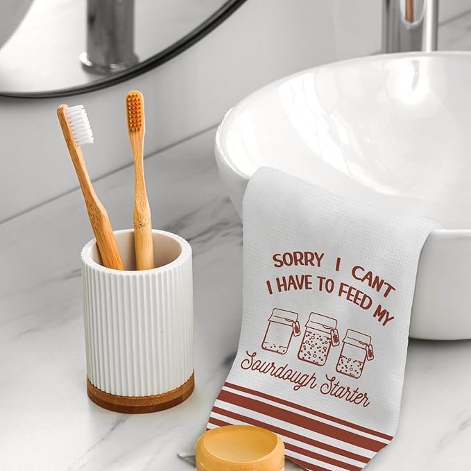 Funny Sourdough Baking Kitchen Towels, Gifts for Sourdough Bakers Tea Dish Towels for Kitchen, Baking Lover Gifts Decorative Hand Towels, 16x24 Inch Red