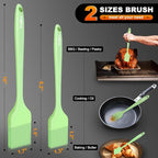 Walfos Basting Brushes Silicone, Heat Resistant Pastry Brushes for Kitchen Cooking, Oil, BBQ Grill, One-Pieces Design,BPA Free and Dishwasher Safe, 2 Pcs (Lime Green)