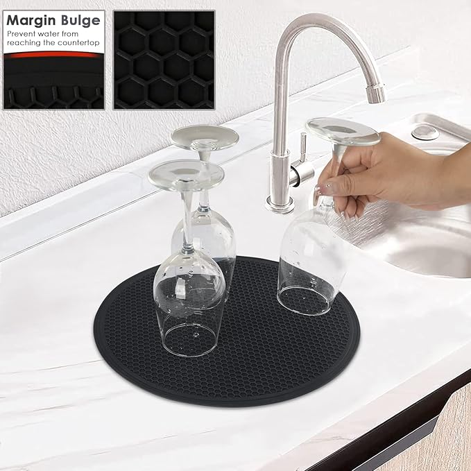 Silicone Microwave Mats, 12" Extra Large Multi-Use Microwave Mat Heat Resistant Silicone Trivet Mat Pot Holders Hot Pads for Kitchen, Silicone Cover Pad for Microwave Oven Hot Pot Pans, Black 2Pack