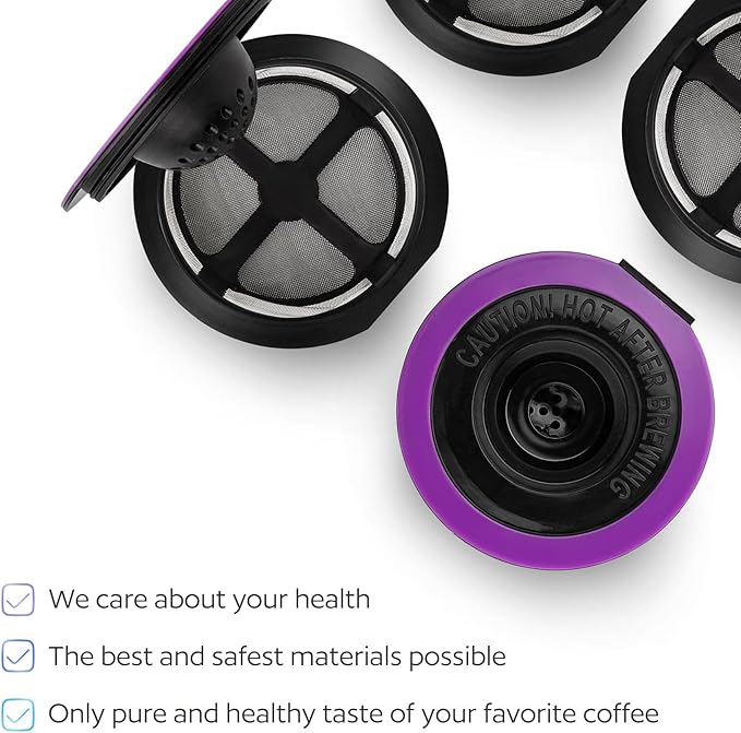 4 Black Reusable K Cups for Keurig Coffee Makers - BPA Free Refillable Kcups Coffee Filters for 1.0 and 2.0 Keurig Brewers