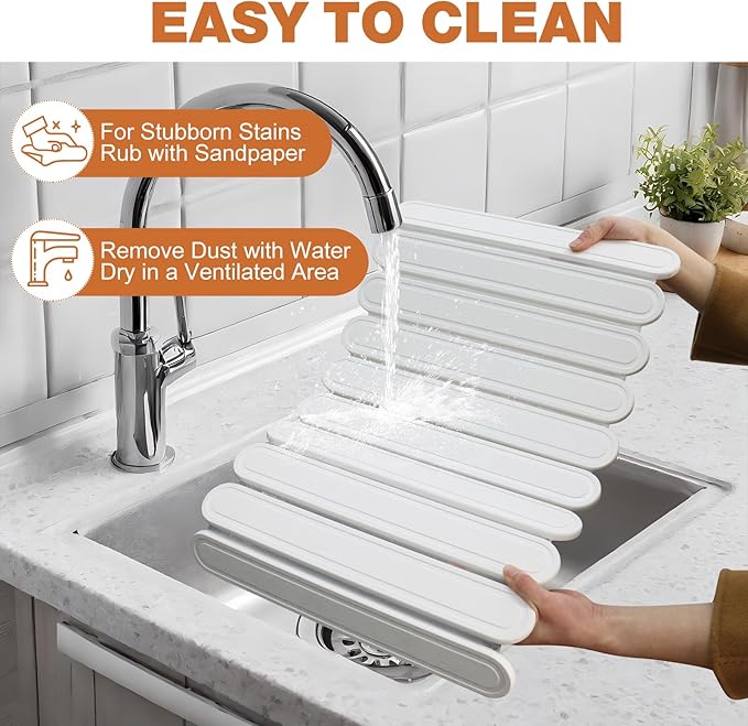 Stone Drying Mat for Kitchen Counter, Large Stone Dish Drying Mat Foldable Diatomaceous Earth Water Absorbing Mat for Dishes Bottles Cups Match Any Countertop White 24" x 16"