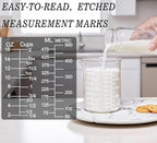 Ackers Etching Scale Glass Measuring Cup Set, Includes 1/2-Cup, 1-Cup, and 2-Cup Liquid Measuring Cups, Dishwasher, Freezer, Microwave, and Preheated Oven Safe, Essential Kitchen Tools