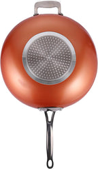 MasterPan Copper tone 12-inch Ceramic Non-stick Wok with Lid