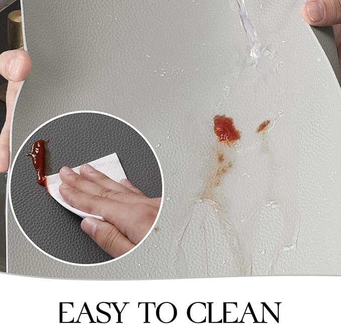 MOSAYT Vinyl Placemats Set of 4, Heat Resistant Place Mats 100% Waterproof Washable & Wipeable Faux Leather Reversible Table Mats for Kitchen Dining Party Indoor Outdoor, 12" x 17", Dark Light/Grey