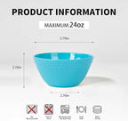 Melamine Beaded Cereal Bowls Set Aqua, 6 inch, 24oz All purpose/Soup/Salad Bowls Set of 6, Unbreakable Durable, Dishwasher Safe, BPA Free - Perfect for Soups, Salads, Cereal & Entertaining