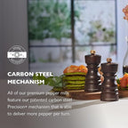 Cole & Mason London Refillable Spice Mill - Kitchen & Home Accessory - Table Black Pepper Grinder - Pepper Mill with Carbon Steel Mechanism - 5", Chocolate Wood