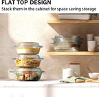 NUTRIUPS Round Glass Casserole Dish Set, Glass Casseroles Cookware with Lid, Set of 3 (1L, 1.4L, 1.7L)