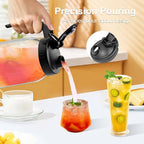 Glass Pitcher with Lid - 2Pack 2 Quart Wide Mouth Mason Jar Pitcher, 64OZ Double Leak-proof Water Pitcher, Breastmilk Pitcher with Pour Spout Lids for Water, Juice, Milk, Tea, Iced Coffee