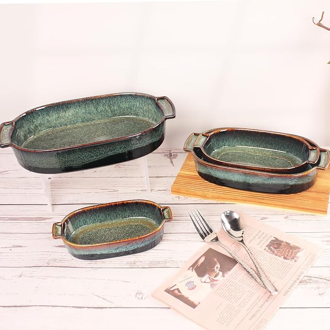 Ceramic Oval Casserole Baking Dish, 1 Quarts Baking Dish for Oven, Lasagna Pans, Oven Safe Durable Bakeware for Kitchen Home Decor, Banquet and Dinner, 1 pieces 10 x 6 Inch