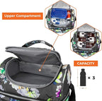 OPUX Lunch Box For Women, Insulated Large Lunch Bag Adult Work, Double Decker Lunchbox Meal Prep, Dual Compartment Leakproof Lunch Cooler, Lunch Pail Tote for Girls Kids School, Floral Gray 16 Cans