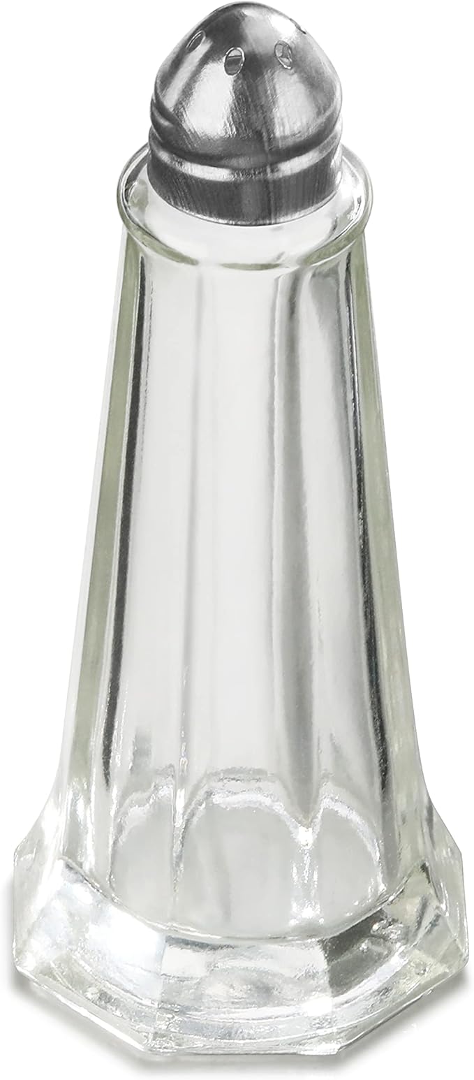New Star Foodservice 22407 Glass Tower Salt and Pepper Shaker with Stainless Steel Top, 1-Ounce, Set of 12