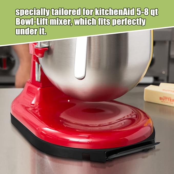 Mixer Sliding Tray for KitchenAid 5-8 Qt Bowl Lift Stand Mixer - Metal Rolling Tray Kitchen Countertop Appliance Slider Storage Moving Caddy with Wheel for KitchenAid 5-8 Qt Stand Mixer