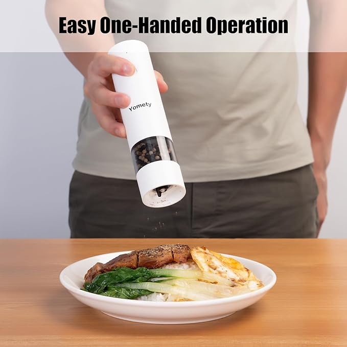 Electric Salt and Pepper Grinder Set - Rechargeable Salt and Pepper Shakers with Adjustable Coarseness, Automatic Salt and Pepper Grinder Set for Kitchen Accessories