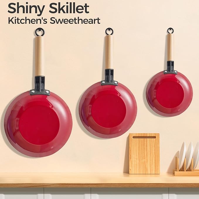 YUTANN Nonstick Frying Pan 10 inch, Ceramic Cast Iron Skillet, Lightweight Pre-seasoned Cast Iron Pan with Detachable Handle, Dishwasher & Oven Safe, Free of PFAS and PFOA