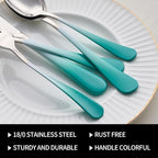 20-Pieces Color Silverware Sets for 4,Green and White Handle Stainless Steel Cutlery Set, Include Forks Spoons and Knives Set, Dishwasher Safe Utensil Sets for Home Restaurant