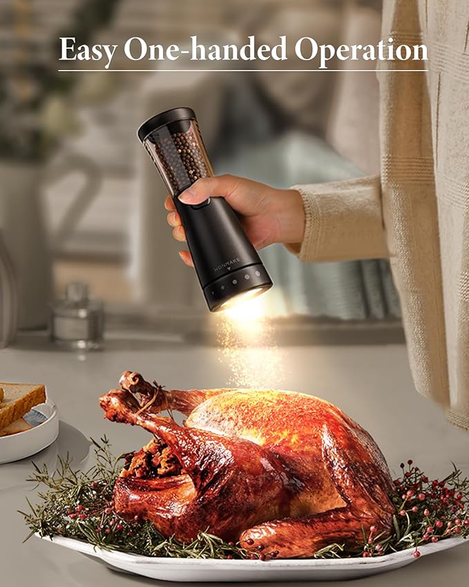 Electric Salt and Pepper Grinder Set Rechargeable, Electric Pepper Grinder with Adjustable Coarseness, 4.5oz Large Capacity, 1.8" Wide-Mouth & Storage Base, One-Hand Operation Kitchen Gadgets