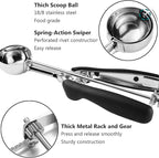 Cookie Scoop Set, Cookie Scoops for Baking Set of 3, Cookie Dough Scoop, 1 Tablespoon/ 2 Tablespoon/ 3 Tablespoon, Red/Black/Mint Handle, For Cookie Cupcake Muffin Ice Cream Truffles