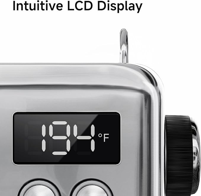 HIBREW H10A - 58mm Espresso Machine, Stainless Steel Body with Milk Frother, Customizable Settings, Smart Display + 20 Bar Pressure Gauge.