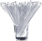 100 Pieces Disposable Plastic Round Top Clear Swizzle Sticks, Crystal Cake Stick, Cocktail Coffee Drink Stirrers 7.24 Inch (Transparent)