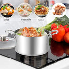 TeamFar 6 Quart Stock Pot, Stainless Steel Tri-Ply Cooking Pasta Pot with Tempered Glass Lid for Induction/Electric/Gas/Ceramic, Healthy & Sturdy, Double Riveted Handles & Dishwasher Safe