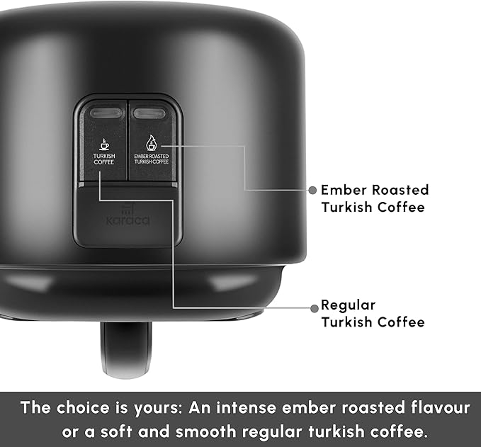 KARACA Hatır Turkish Coffee Maker, 5 Cups Electric Turkish Coffee Machine with Ember Mode, Automatic Temperature Control, Overflow Protection, Audible & Visual Alerts, Shiny Black