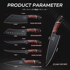 Kitchen Knife Set with Bag - 6 PCS Chef Knife Set - Cleaver, Boning, Fillet, Santoku, Kitchent Utility Knife, Chef Knife with Full Tang Wooden Handle, Butcher Knife Set for Men, Ideal Gift