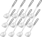 Geiserailie 12 Pieces 6 Pieces Hot Pot Kit Strainer Scoops Stainless Steel 2.5 Inch Mini Spider Strainer Skimmer Pasta Mesh Spoon Asian Skimmer Spoon Ladle with Handle for Home (Black)