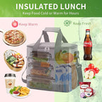 iknoe Large Cooler Bag Collapsible, 15L Insulated Bags, Leakproof Lunch Cooler Tote with Multi-Pockets for Adult, Insulated Lunch Box for Beach, Picnic,Work, Grey 24-Can