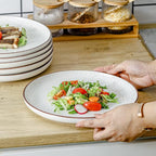 HVH Porcelain Dinner Plates Set of 6, 10.25 inch Ceramic Plates Set, Large Dinner Plates Set for Dinner, Salad, Ceramic Dinner Plates, Healthy Dinner Plates Set of 6, Farmhouse Style (White)