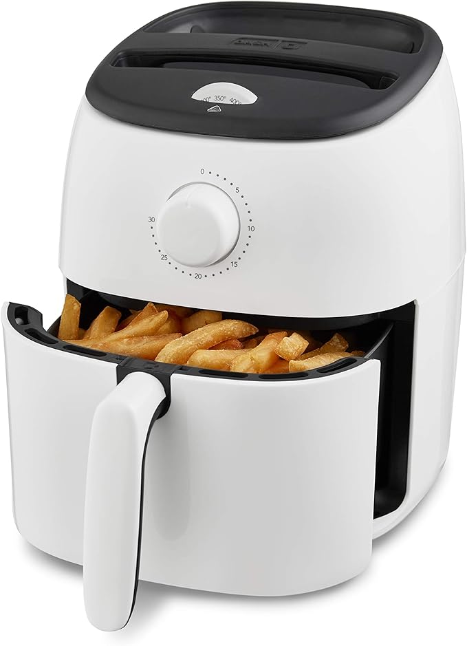 DASH Tasti-Crisp™ Electric Air Fryer Oven, 2.6 Qt., White – Compact Air Fryer for Healthier Food in Minutes, Ideal for Small Spaces - Auto Shut Off, Analog, 1000-Watt