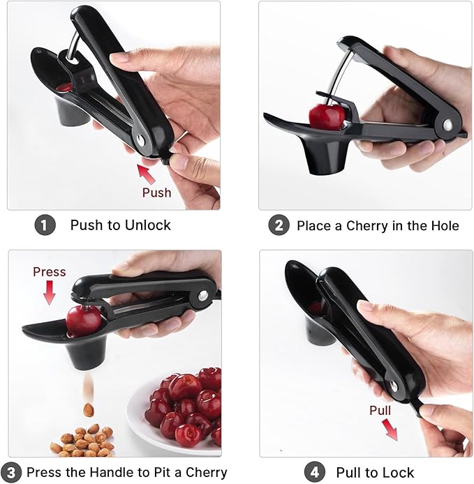 Cherry Pitter Tool Pit Remover, Olive Pitter Tool, Cherry Seed Remover, Stainless Steel Lock Design Fruit Pitters, Portable Cherries Corer for Making Cherry Jam