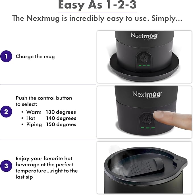 Nextmug Ultra - Temperature-Controlled, Self-Heating Travel Mug (Black - 24 oz.)