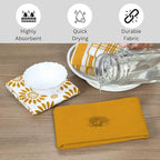 Assorted Kitchen Towels 16x26 Inch 100% Cotton Set of 5 - Dish Cloths Towels with Hanging Loop - Soft Absorbent Washable Tea Towels for Kitchen - Quick Drying Dish Towels Mustard Yellow