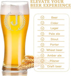 Personalized Etched 21oz Pint Beer Glass, (Letter J) A-Z Personalized Gifts for Him, Customized Pint Glasses, Custom Initial, Birthday Gift for Men Brother Husband