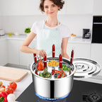 Pasta Cooker Insert Set Stainless Steel Pasta Pot With Strainer Basket Multipots Cooking Tool For Noodles Dumplings Pasta For Home Kitchen Restaurant,5 Holes