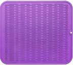 Silicone Dish Drying Mat for Multiple Usage,Easy clean,Eco-friendly,Heat-resistant Silicone Mat for Kitchen Counter or Sink,Refrigerator or Drawer Liner Purple 2XL 24 inches x 18 inches