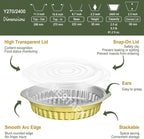 10.5" Aluminum Foil Pans with Integrated Handles and Snap-On Lids (10 pcs) | 2X Thickness Heavy-Duty Reusable Tin for Baking and Cooking