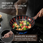 Kikcoin 16Pcs Pots and Pans Set Nonstick Ceramic Cookware Sets Induction Kitchen Cooking Set Non toxic Healthy Non Stick w/Grill Pan, Saute Pan, Black