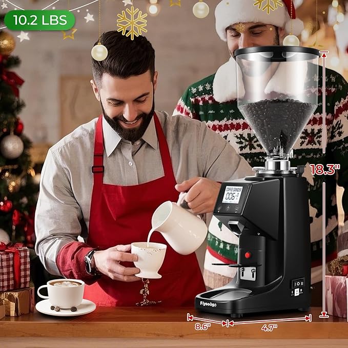 Commercial Coffee Grinder Electric Flat Burr Coffee Bean Grinder with 19 Settings Touch Screen Espresso Machine with Large 35oz Hopper, Black