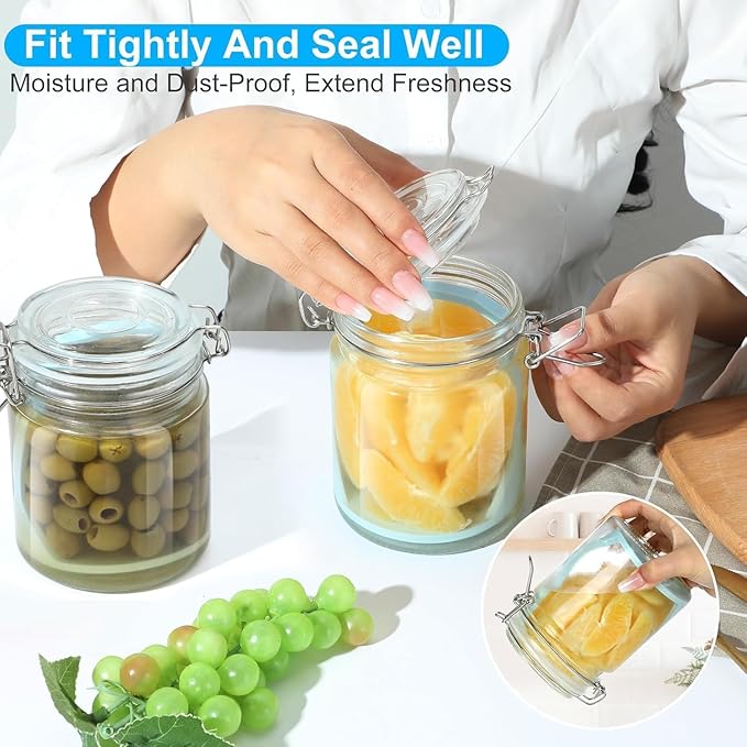 2 Pack Glass Pickle Jar with Strainer, 25oz Pickle Container With Pickle Holder Keeper Lifter, Pickle Storage Flip Jar with Leak Proof Airtight Lid for Olives, Gherkins, Sliced Pickles