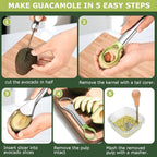 Avocado Slicer Tool,Stainless Steel Avocado Cutter Tool Set,Contains Avocado Knife,Avocado Masher and Fruit Knife,Used for Avacado Cutting and Peeling,is the Essential Masher Kitchen Tool.