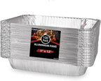 Aluminum Pans Disposable Half Size (100 Pack), 9x13 Steam Foil Deep Pans for, Prepping, Roasting, Food, Storing, Heating, Cooking, Chafers, Catering, BBQ Grilling,