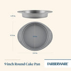 Farberware Nonstick Bakeware Baking Pan / Nonstick Cake Pan, Round - 9 Inch, Gray, 1 Count (Pack of 1)