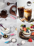 Joyhill Stainless Steel Measuring Cups and Spoons Set of 10 Piece, Nesting Metal Measuring Cups Set with Soft Touch Silicone Handles for Dry and Liquid Ingredients, Cooking & Baking (Black)