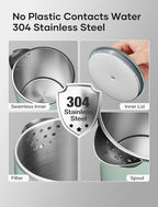 Sekaer Small Electric Tea Kettle Stainless Steel 0.8L Portable Travel Hot Water Boiler, Mini Electric Coffee Kettle with Auto Shut-Off & Boil Dry Protection, Cordless Base & Green