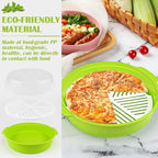 DOERDO Microwave Steamer for Cooking Microwave Vegetable Steamer with Lid, Microwave Cookware Vegetables Seafood Cooking, Green, 10Inch