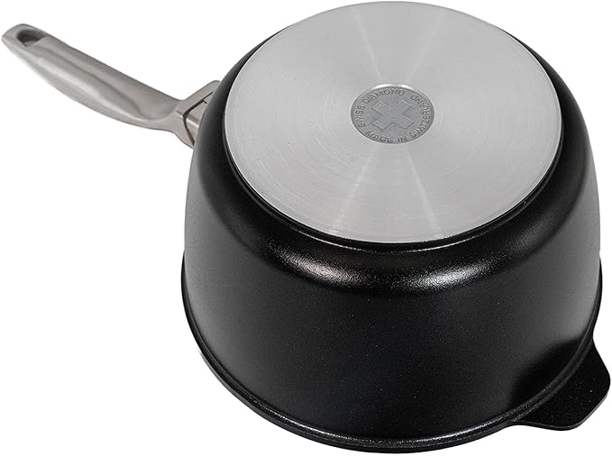 Swiss Diamond Nonstick Hybrid Ceramic and Diamond-Infused Saucepan With Glass Lid, PFAS- and PFOA-free, Dishwasher & Oven Safe Up To 500 °F (3.2 Quart)