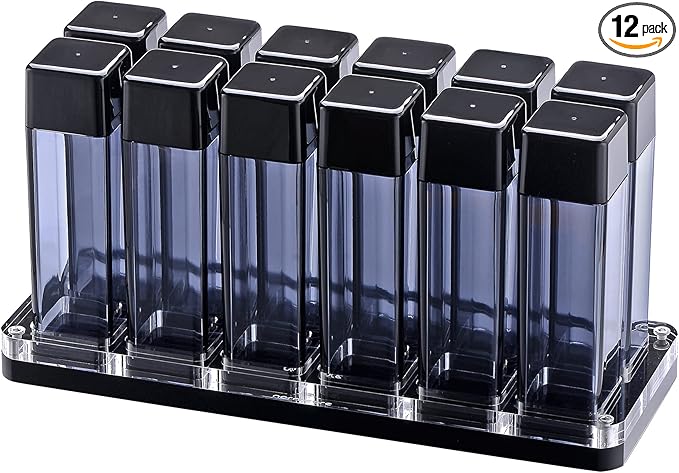 Normcore Single Dose Coffee Bean Storage Containers - 12 Tubes Espresso Bean Cellars with Stand & Hopper - One-Way Exhaust Valve - Capacity 25-28g - Lt Smoke Grey