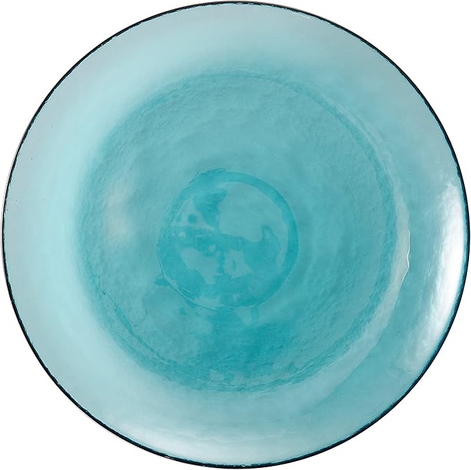 Fortessa Los Cabos Glass Dinnerware Collection, Dinner Plate (Set of 4), 10.5 Inch, Lagoon Blue